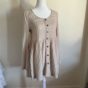 Women's Beige Button-Down Blouse